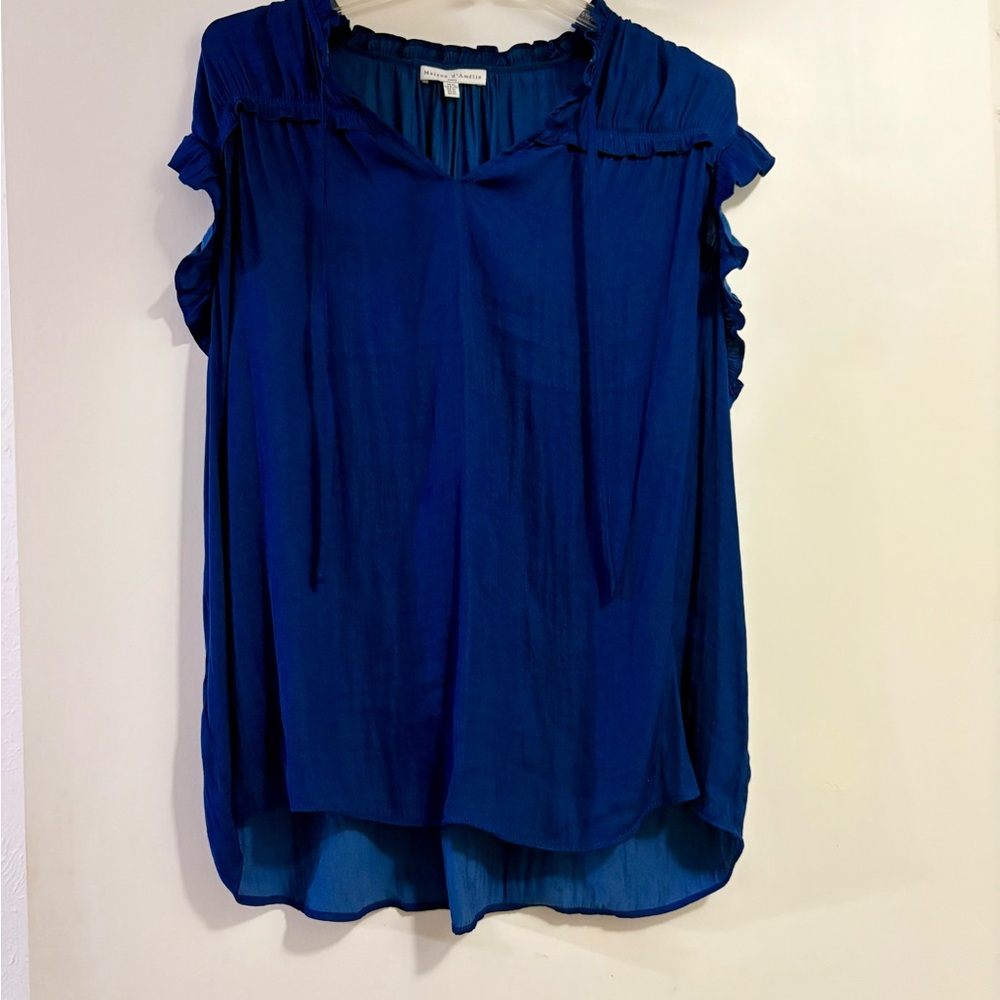 Women's Blue Ruffled Top